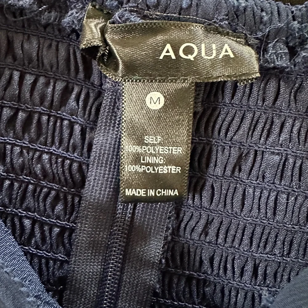Aqua Blue Puff Sleeve smocked Blouse medium